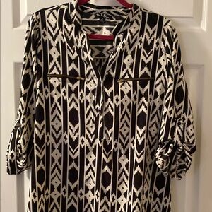 Black and White Geometric Blouse